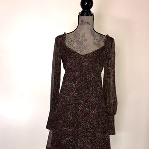 GianniBini Brown Silk Romantic Empire Dress Size 0